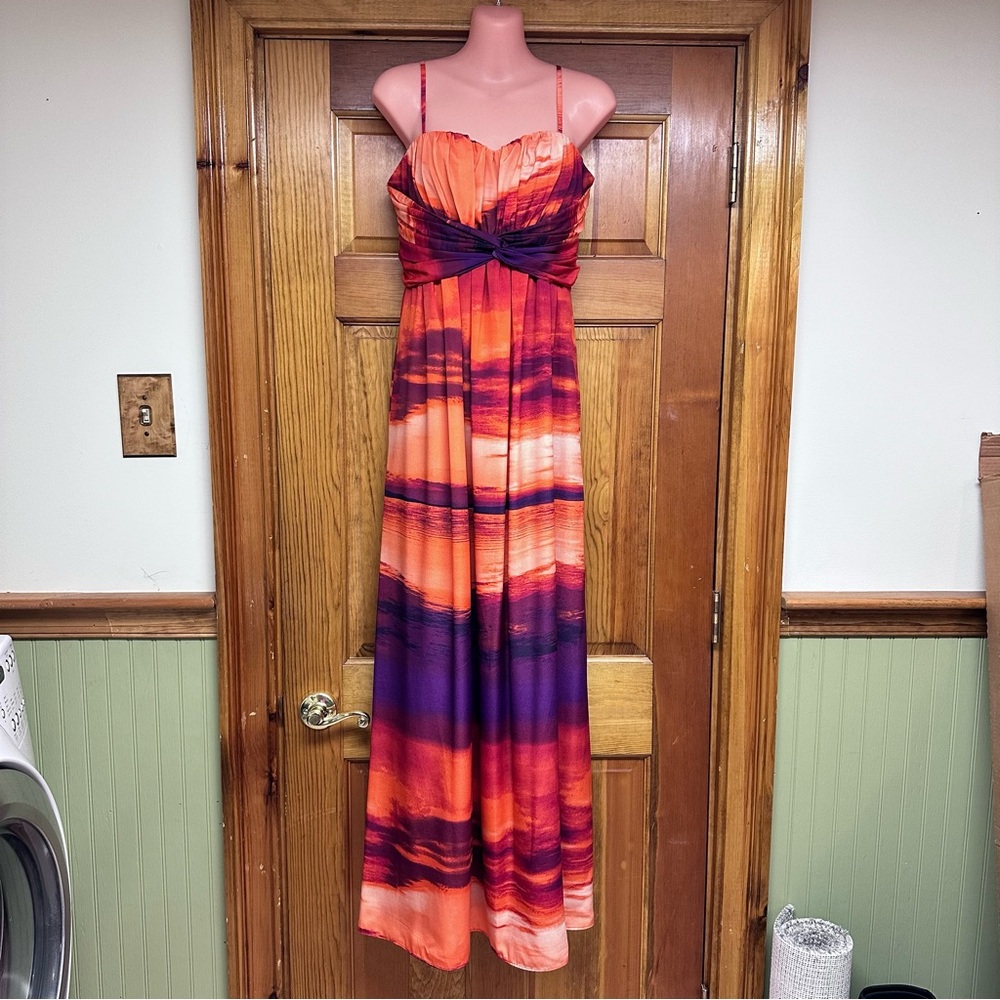 Jessica Simpson size 10 multicolor maxi dress, sleeveless, removable straps, New